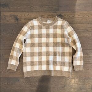 Sadie & Sage Checkered Tan and Cream Sweater